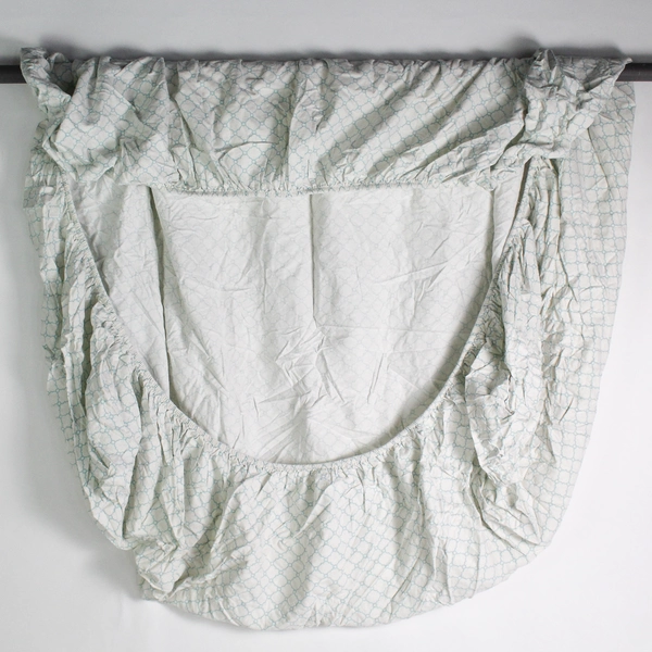 Sheet Set of 4 Mainstays White Blue Queen Fitted Flat & 2 Pillowcases 19.5"x28"