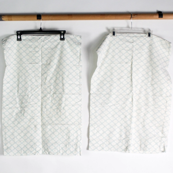 Sheet Set of 4 Mainstays White Blue Queen Fitted Flat & 2 Pillowcases 19.5"x28"