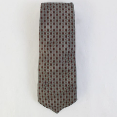 Oscar De La Renta Sliver Red Patterned Neck Tie 60"