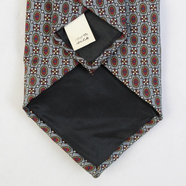 Oscar De La Renta Sliver Red Patterned Neck Tie 60"