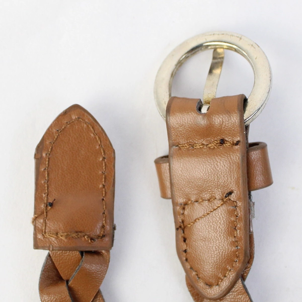 Light Brown Skinny Braided Faux Leather Adjustable Belt 43"