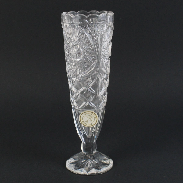 Crystal Clear Lead Crystal Vase Star Diamond Arch Germany 7.25 in