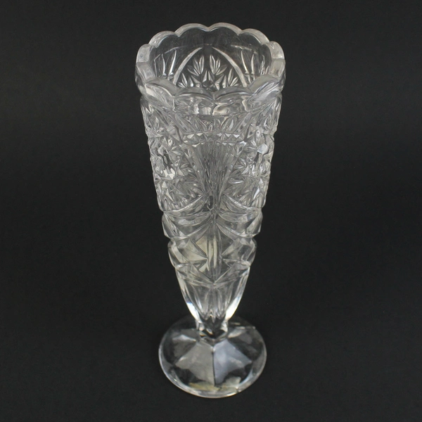 Crystal Clear Lead Crystal Vase Star Diamond Arch Germany 7.25 in