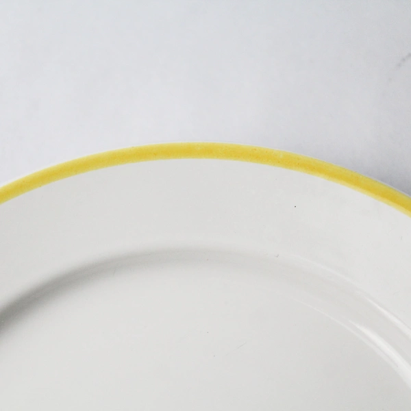 Set of 4 White Ceramic Saucers With Pastel Trims for Spring and Easter 6"