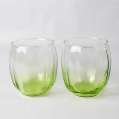 Set Of 2 Cristar Stemless Wine Glasses Neon Green 3.75"