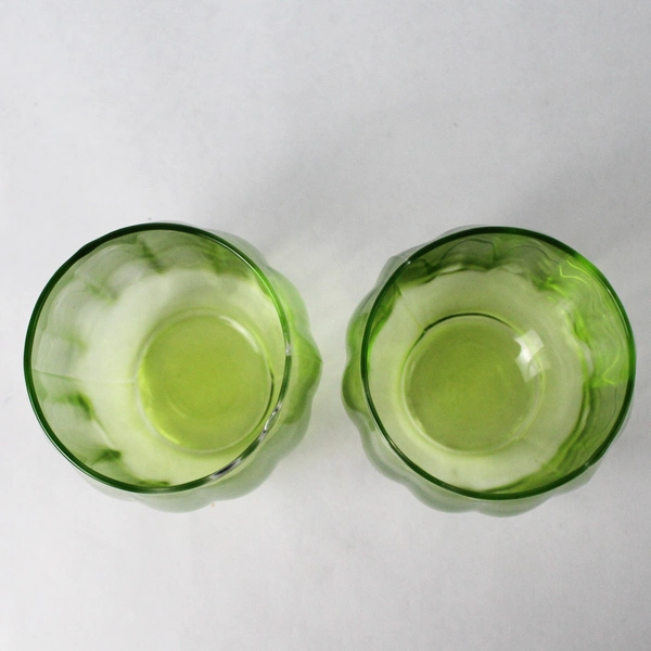 Set Of 2 Cristar Stemless Wine Glasses Neon Green 3.75"