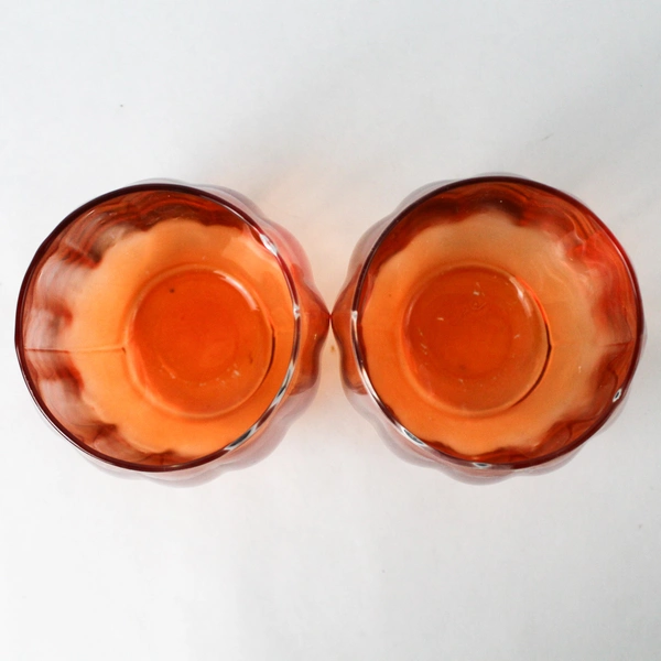 Set Of 2 Cristar Stemless Wine Glasses Neon Orange 3.75"