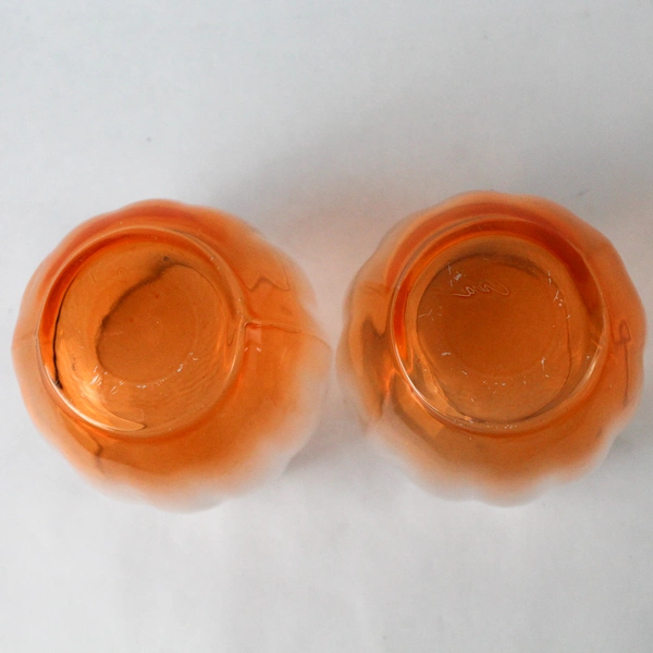 Set Of 2 Cristar Stemless Wine Glasses Neon Orange 3.75"