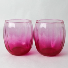 Set Of 2 Cristar Stemless Wine Glasses Neon Hot Pink 3.75"