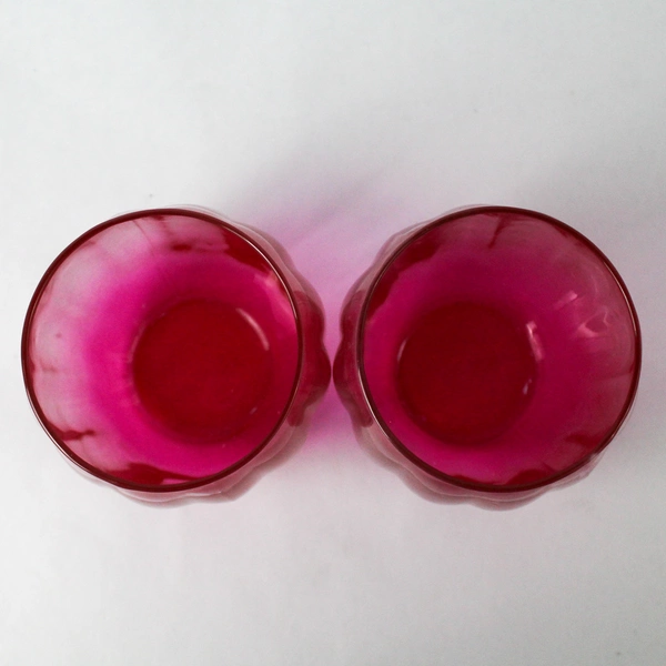 Set Of 2 Cristar Stemless Wine Glasses Neon Hot Pink 3.75"