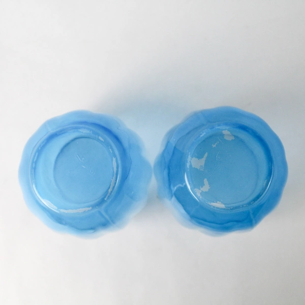 Set Of 2 Cristar Stemless Wine Glasses Neon Blue 3.75"