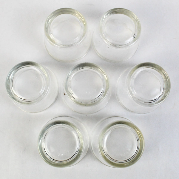 Set of 7 A27 Clear Glass Bowls Approximately 1/2 Cup