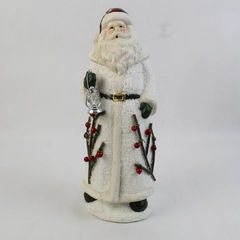 Old World Holly Berry Resin Santa Holding A Lantern Figurine 12 inch
