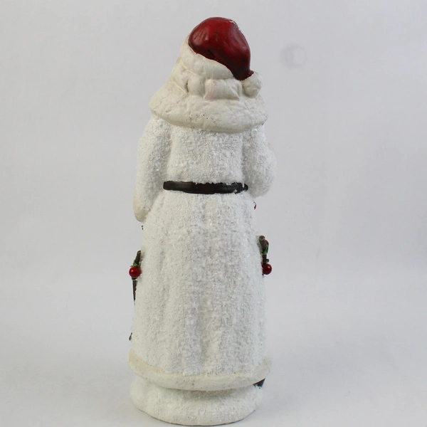 Old World Holly Berry Resin Santa Holding A Lantern Figurine 12 inch