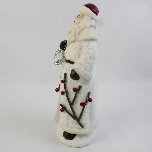 Old World Holly Berry Resin Santa Holding A Lantern Figurine 12 inch