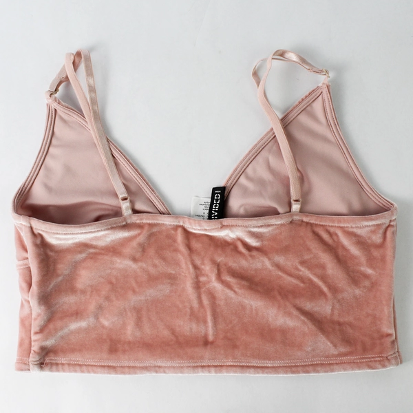 Divided H&M Pink Velvet Crop Top Bralette Adjustable Strap Stretch Size L