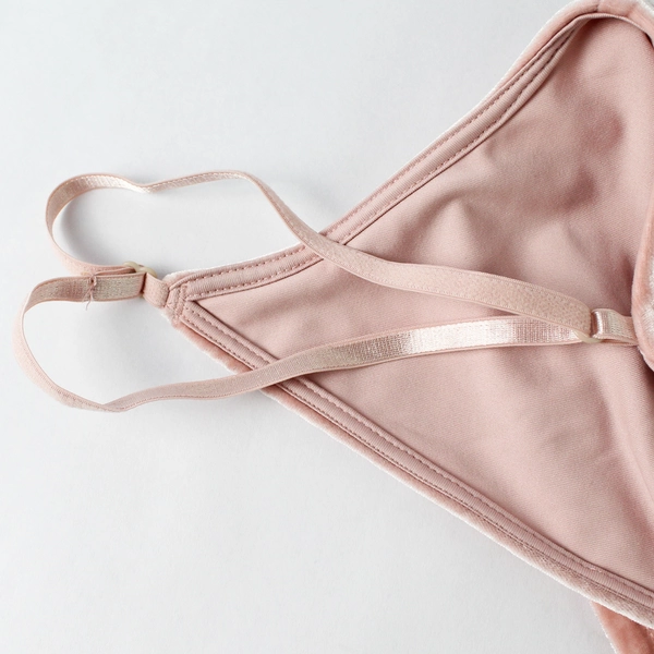 Divided H&M Pink Velvet Crop Top Bralette Adjustable Strap Stretch Size L