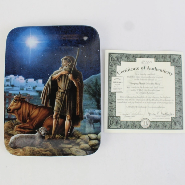 1996 Bradford Exchange O Holy Night Series Plate 4 Keeping Watch Over The Flock