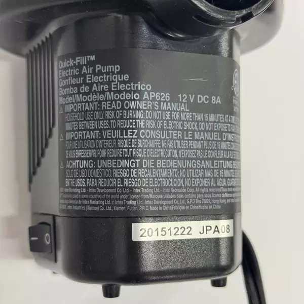 Intex AP626 12V Quick-Fill Air Pump DC Powered Camping