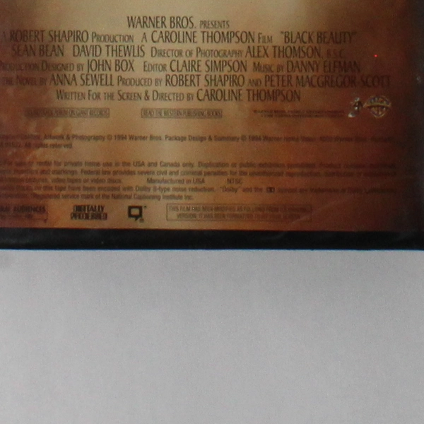 VHS Black Beauty 1994 Sean Bean Warner Bros