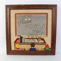 Elementary Classroom-Themed Cross-Stitch Framed Embroidery Art