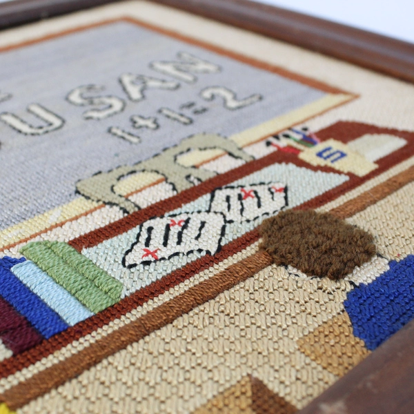 Elementary Classroom-Themed Cross-Stitch Framed Embroidery Art