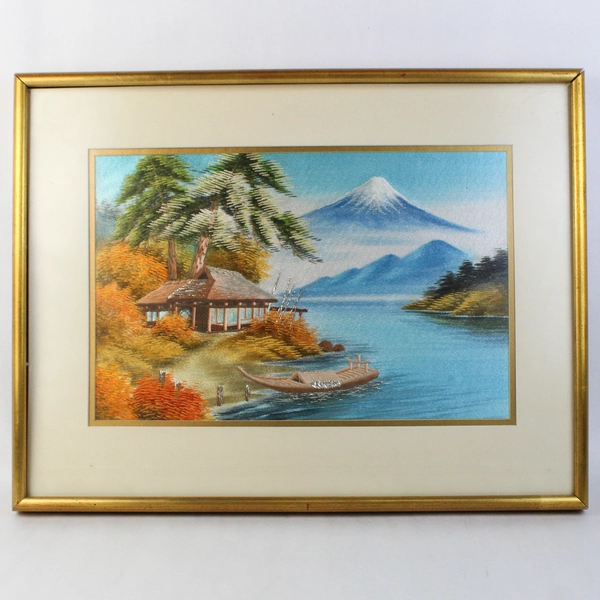 Handmade Fuji River Japanese Landscape Embroidery Art