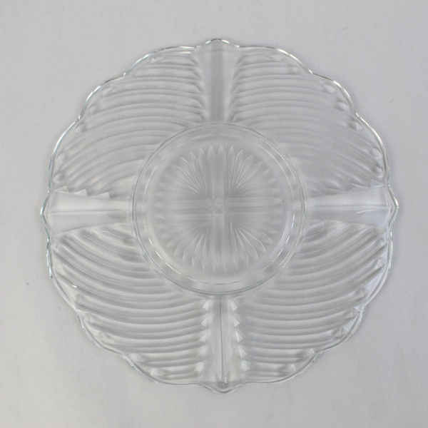 Vintage 11" Indiana Glass Platter Geometric Swirl Pattern 303