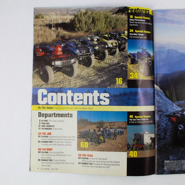 July 2004 ATV Magazine Issue Featuring ATV Trailer Guide