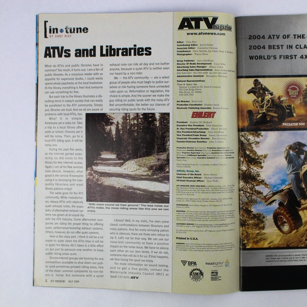 July 2004 ATV Magazine Issue Featuring ATV Trailer Guide