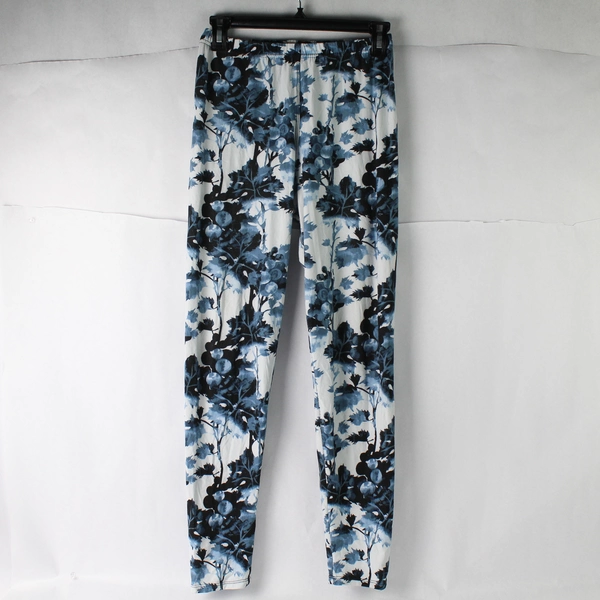 Women's Blue and White Grapevine Print Leggings One Size