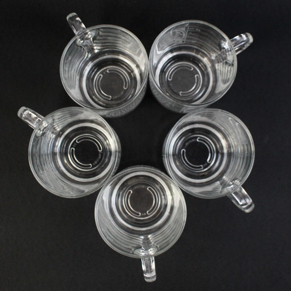 Set of 5 Luminarc Glass Coffee Mugs Etched Christmas In Carlton