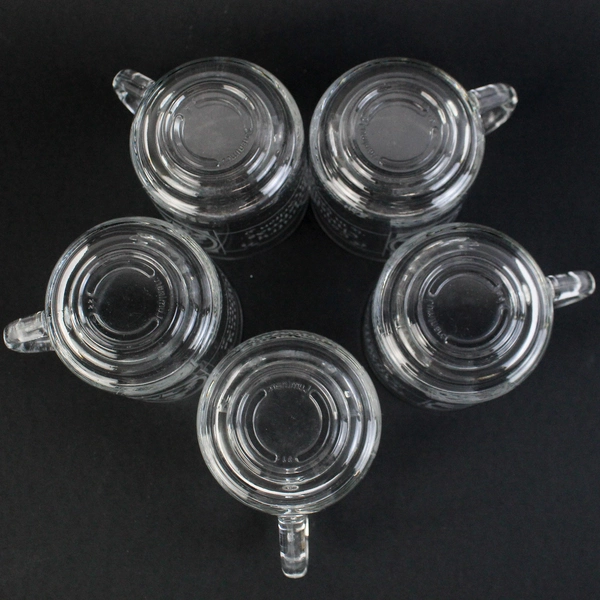 Set of 5 Luminarc Glass Coffee Mugs Etched Christmas In Carlton