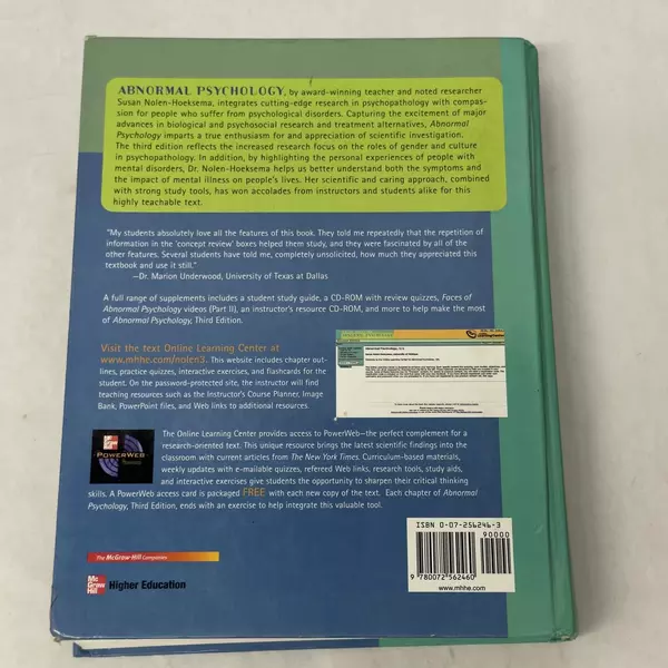 Abnormal Psychology by Susan Nolen-Hoeksema 2003 Hardcover