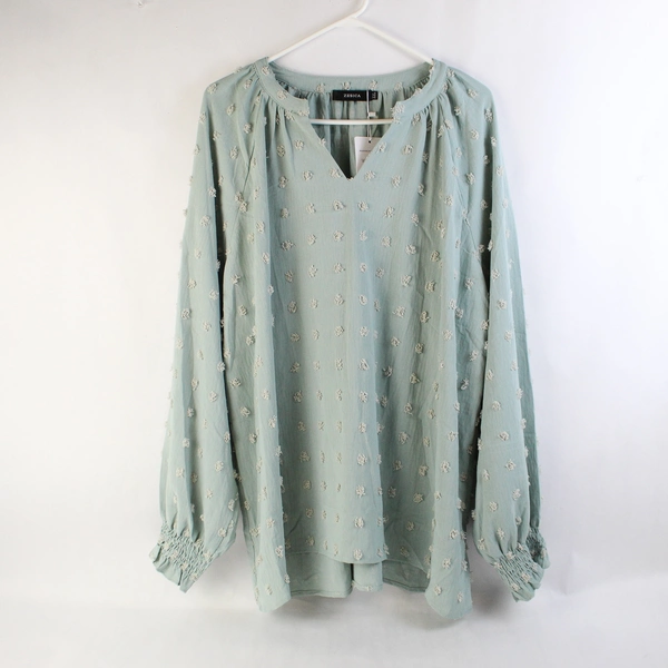 Zesica Light Blue Spotted Blouse Long Sleeve NWT Women's Size XXL