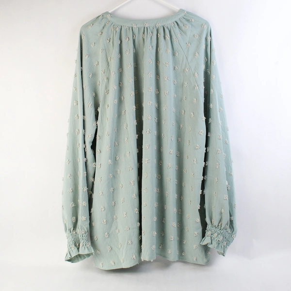 Zesica Light Blue Spotted Blouse Long Sleeve NWT Women's Size XXL