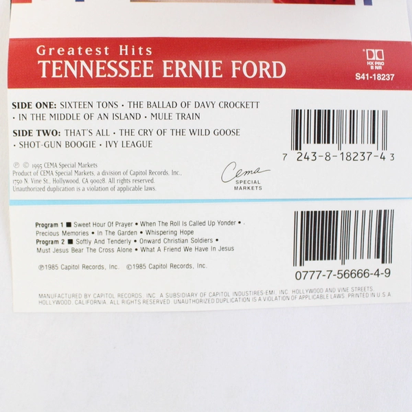 Set of 2 Cassette Tape Tennessee Ernie Ford Greatest Hits Sweet Hour of Prayer