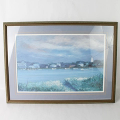 Signed Framed and Matted Bob Pittman Nautical Harbor Painting Artist's Proof