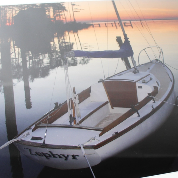 Framed and Matted Nautical Landscape Dinghy Boat Art Photograph