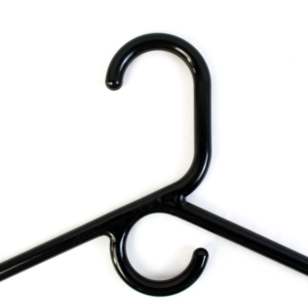 Lot of 10 Black Plastic Tubular Clothes Hangers Standard Size With Center Hooks