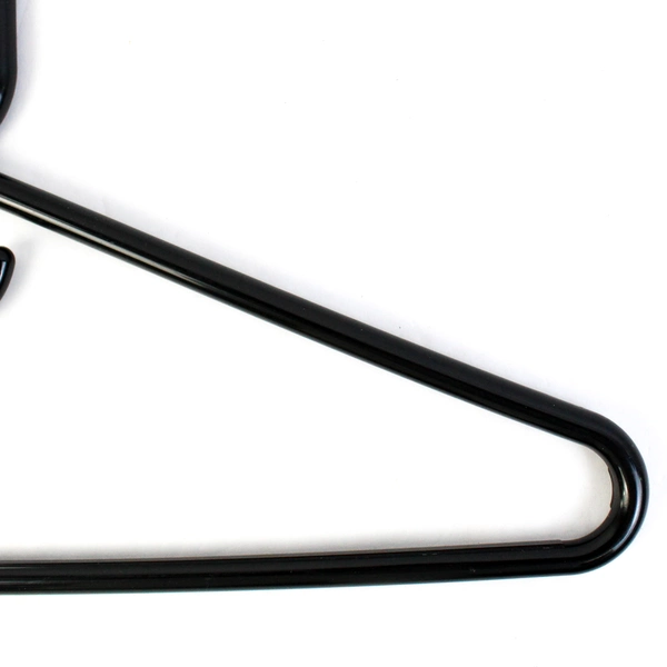 Lot of 10 Black Plastic Tubular Clothes Hangers Standard Size With Center Hooks