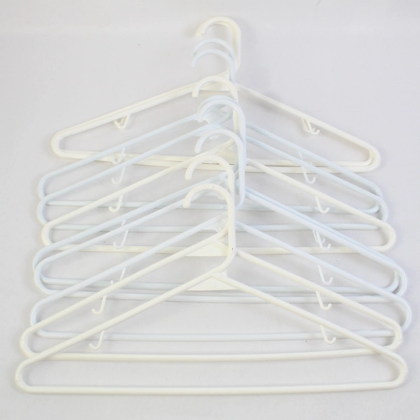 Lot of 10 White Plastic Tubular Clothes Hangers Standard Size With Hooks