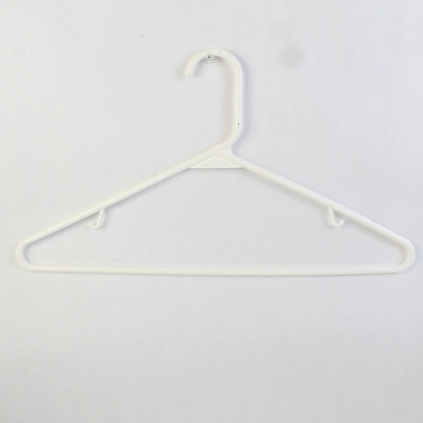 Lot of 10 White Plastic Tubular Clothes Hangers Standard Size With Hooks