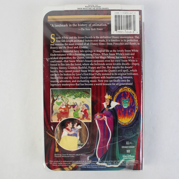 New Sealed Walt Disney's Masterpiece Collection Snow White Clamshell VHS Tape