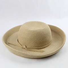 Women's Woven Tan Paper And Polyester Sun Hat 57 CM