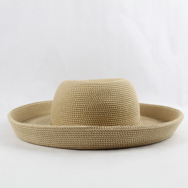 Women's Woven Tan Paper And Polyester Sun Hat 57 CM