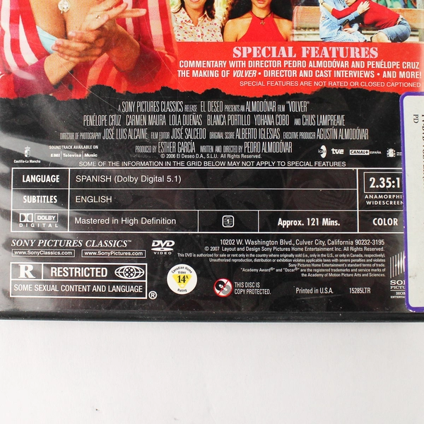 Volver 2007 Sony DVD A Pedro Almodóvar Film English Subtitles