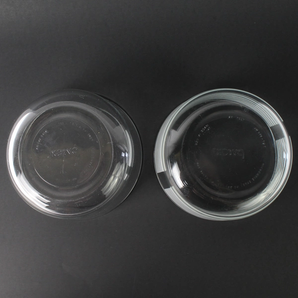 Lot of 2 Pyrex 7201 1 Qt Glass Round Food Storage Bowls Clear 6” No Lids