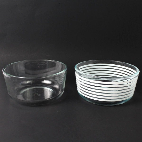 Lot of 2 Pyrex 7201 1 Qt Glass Round Food Storage Bowls Clear 6” No Lids