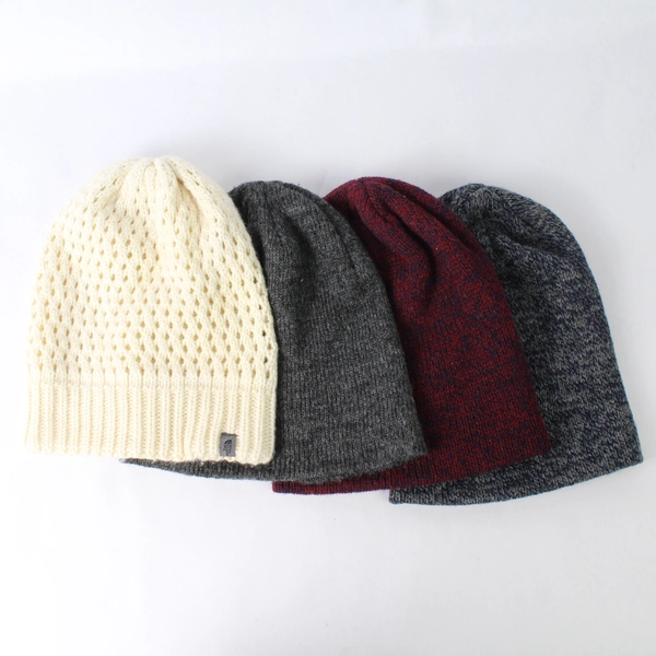Set of 4 Unisex Beanies Red Gray White Hats One Size